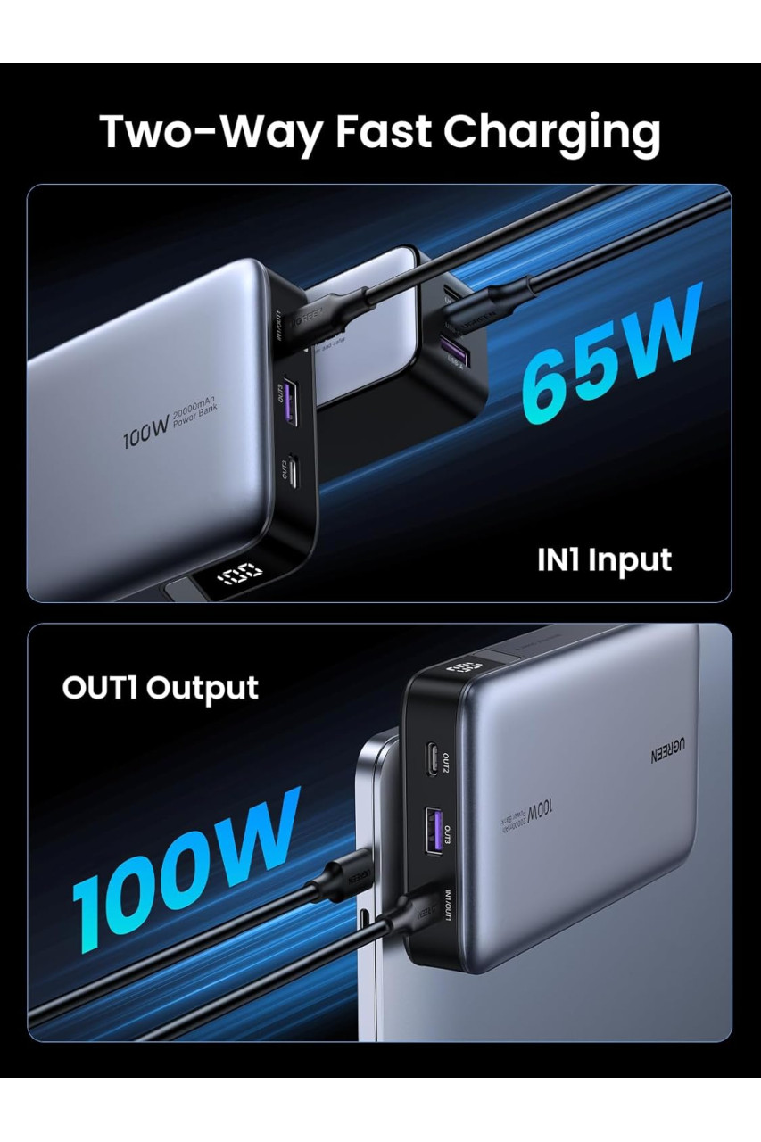 Ugreen PB720 20000mAh 100W Power Bank With Digital Display (25188) Ugreen PB720 20000mAh 100W Power Bank With Digital Display (25188)